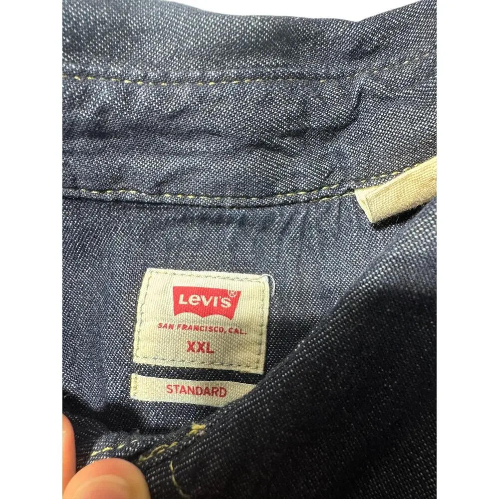Levi's Western Shirt Mens 2XL Black Standard Fit Button Up Flap Patch Pockets
